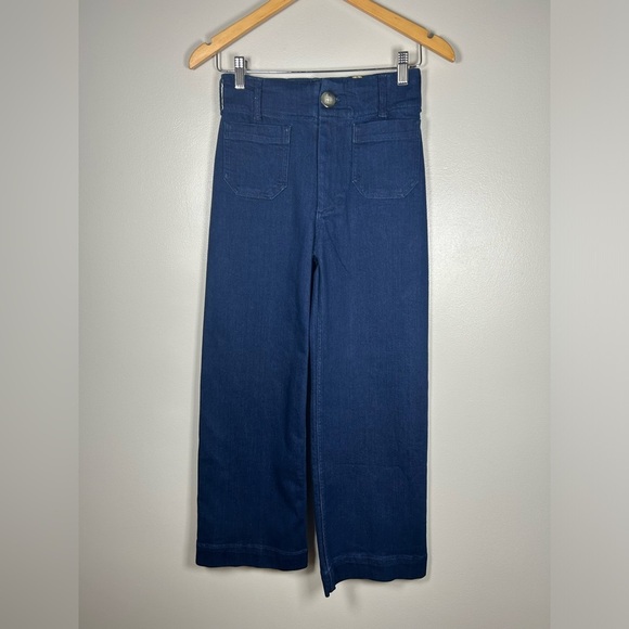 Anthropologie The Colette Crop High-Rise Wide-Leg Dark Blue Jeans by Maeve - Picture 5 of 14